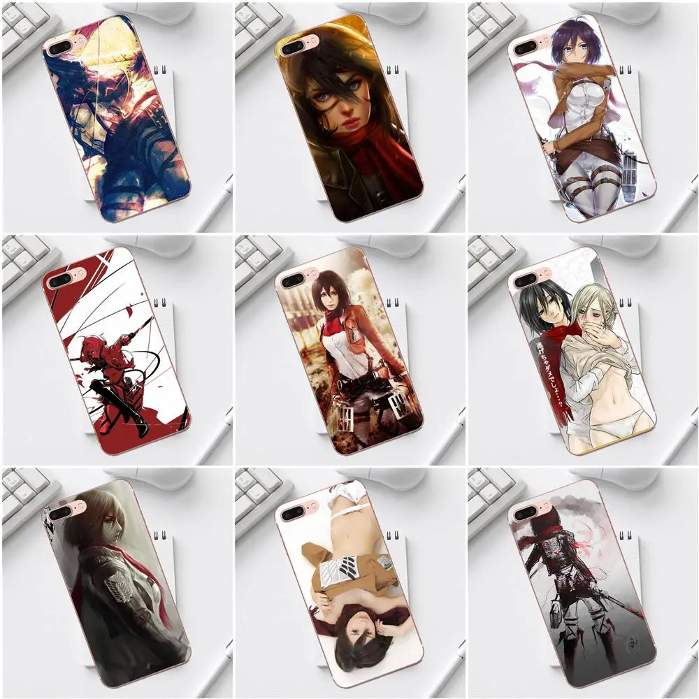 Чехлы из ТПУ для iPhone 4 4S 5 5C SE 6 6S 7 8 Plus X XS Max XR Galaxy A3 A5 J1 J3 J5 J7 2017 атака на титанов Mikasa