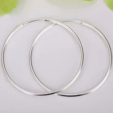 wholesale M925 Silver color simple big circle earrings!M925 - 50mm round hoop earrings jewelry women's | Украшения и