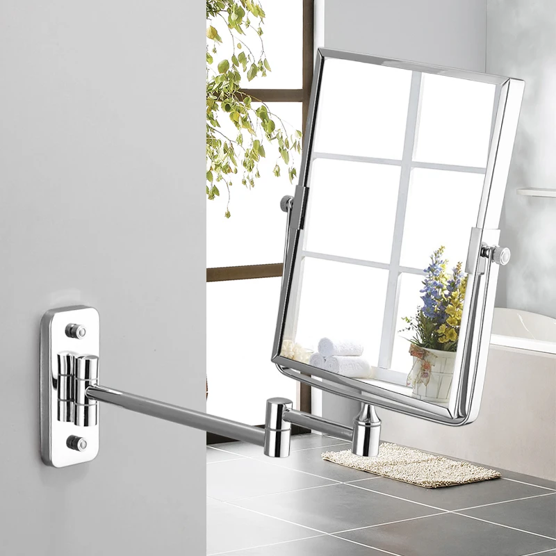 Зеркало косметическое настенное из нержавеющей стали с двойной ручкой и