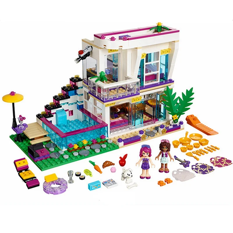 Совместимость с Lego Friends 41135 10498 01046 644 шт. Ливи поп звезда дом рисунок строительные