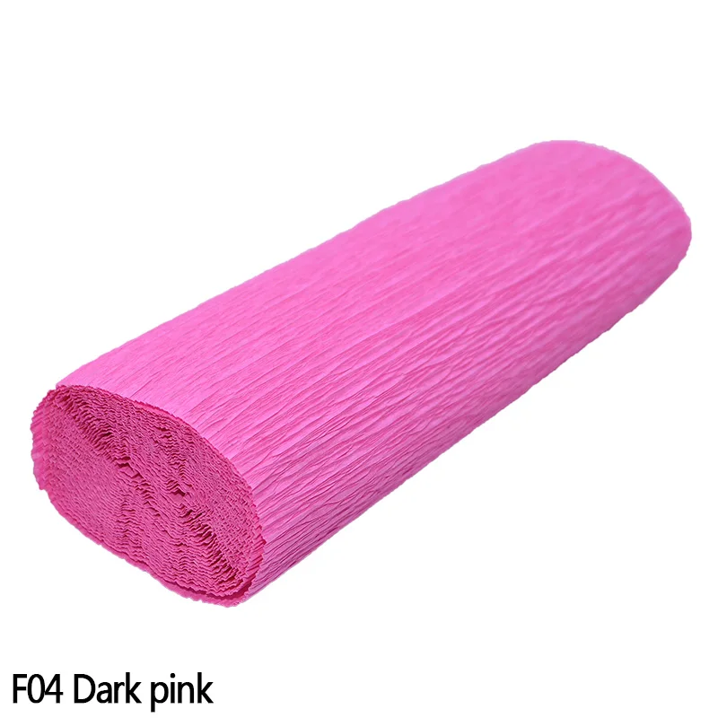 F04 Dark pink 250cm*10/15/25/50 cm Crinkled Crepe Paper Gifts Flower Wrapping Wedding Festive Party Decoration DIY Fold Scrapbooking Crafts - Color: F04 Dark pink