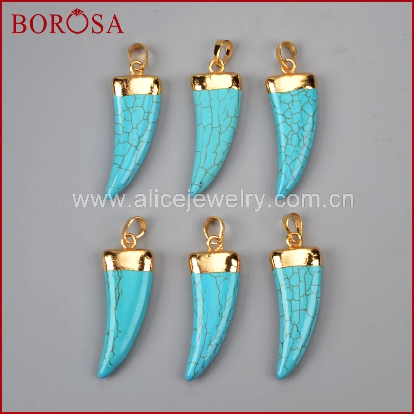 BOROSA 10 шт. искусственная форма синий Howlite зеленый небесно голубой камень кулон