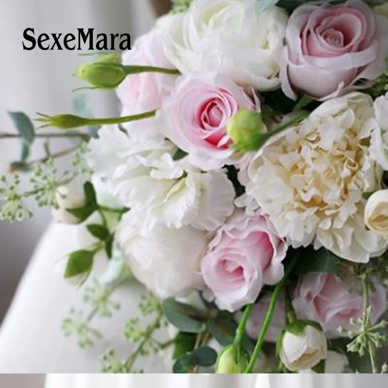 SexeMara Свадебный букет невесты искусственный цветок из роз хрустальные свадебные