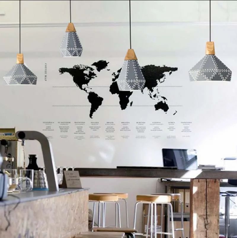 Индастриал Лофт бар Скандинавский дизайн дерево Ресторан черный белый Лазерная