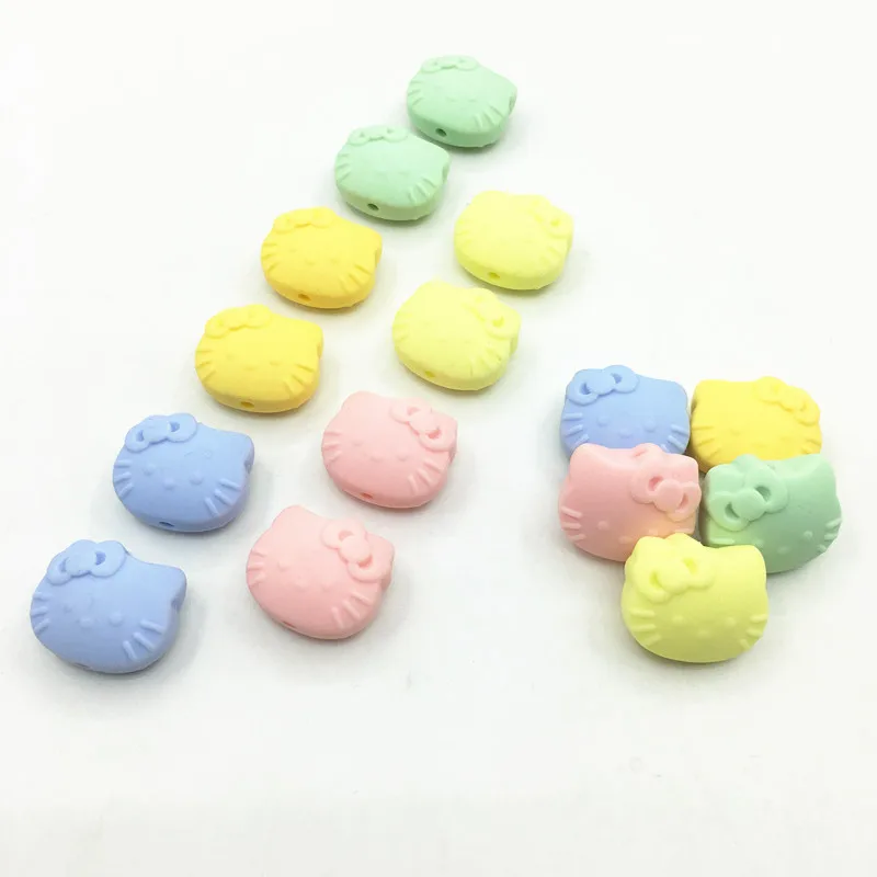 10 шт., силиконовые мини-бусины hello kitty, пищевого качества, силиконовые бусины-прорезыватели, милые DIY, прорезыватели для зубов, ожерелье для кормления, Детские бусины-прорезыватели