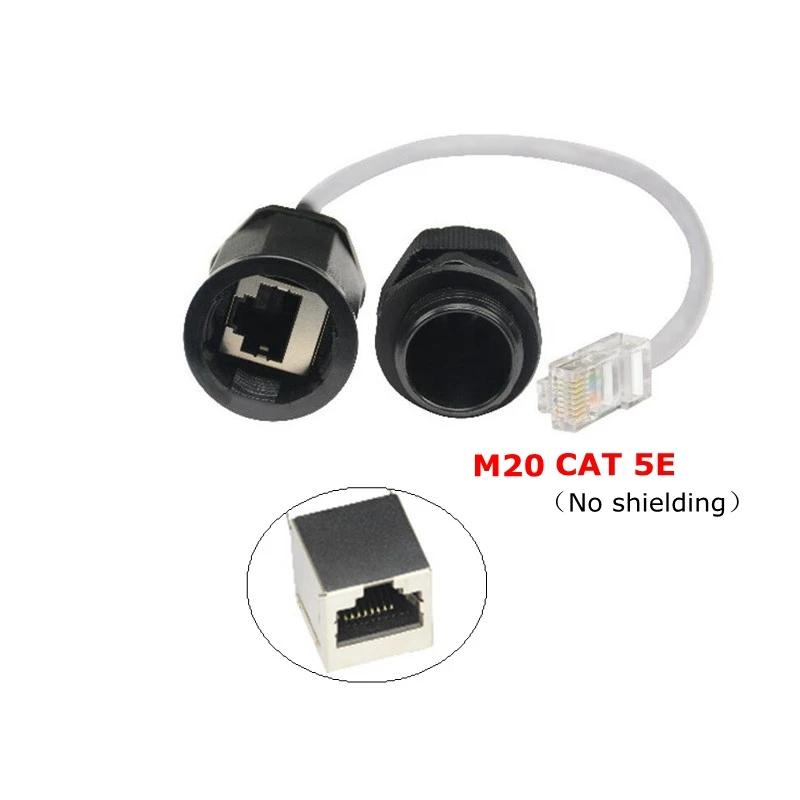 CAT5E RJ45 водонепроницаемый сальник разъем Ethernet LAN черный IP68 Защита M20 CAT 5E RJ 45 мужчин и женщин AP открытый кабель