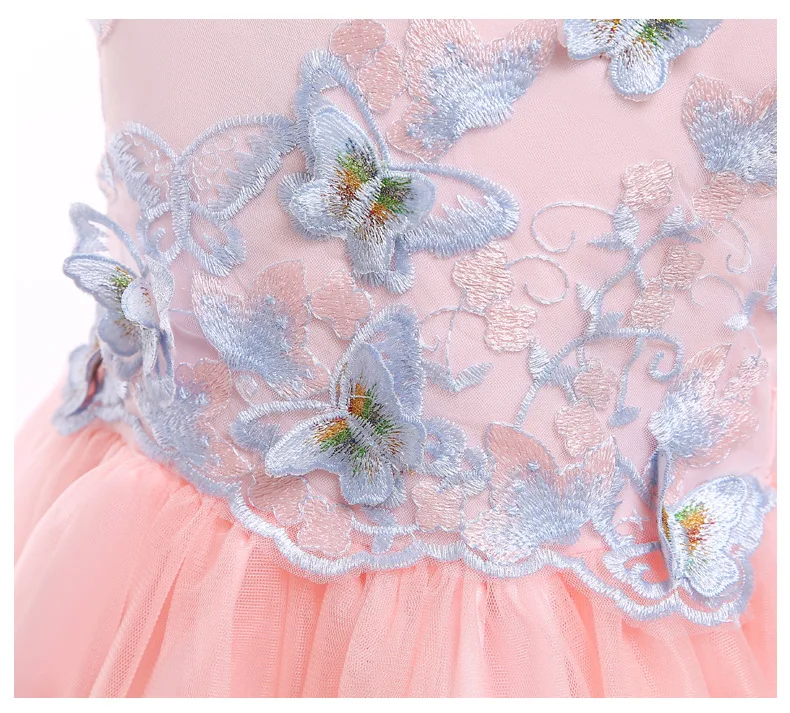 

New Year Girls Party Dress Kids Flower Applique Bodice Tulle Gown Children Clothing