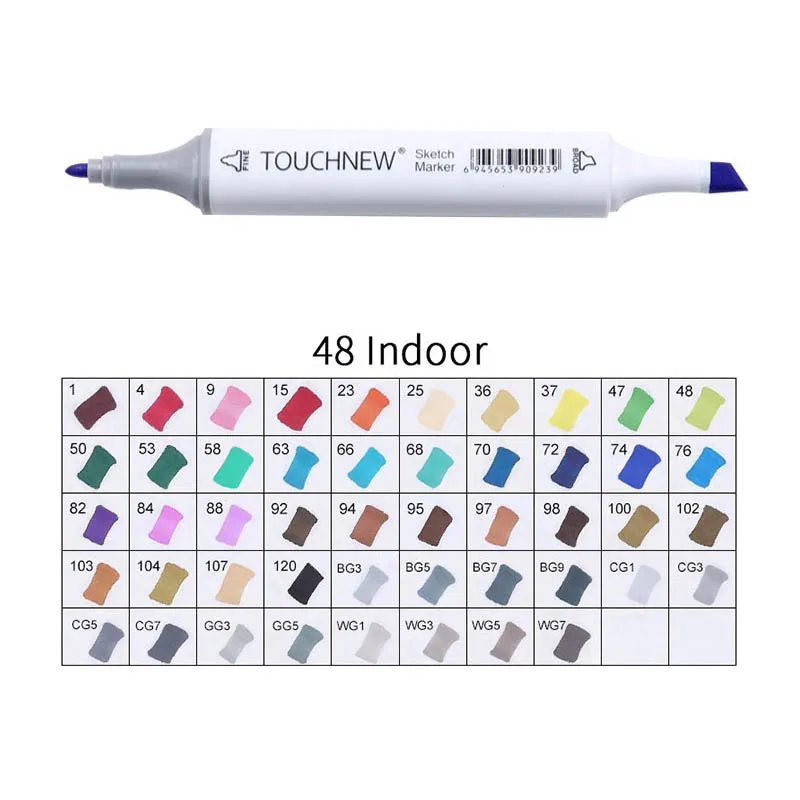 white 48 Indoor Touchnew Набор цветных копировальных маркеров спиртовые ручки, маркеры для рисования товары для рукоделия кисть манга для рисования акриловый дизайнерский набор ручек для студентов - Цвет: white 48 Indoor