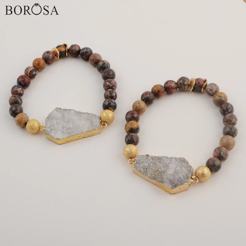 Браслет BOROSA из титана в форме Шестиугольника АБ браслет с леопардовой кожей Jaspers
