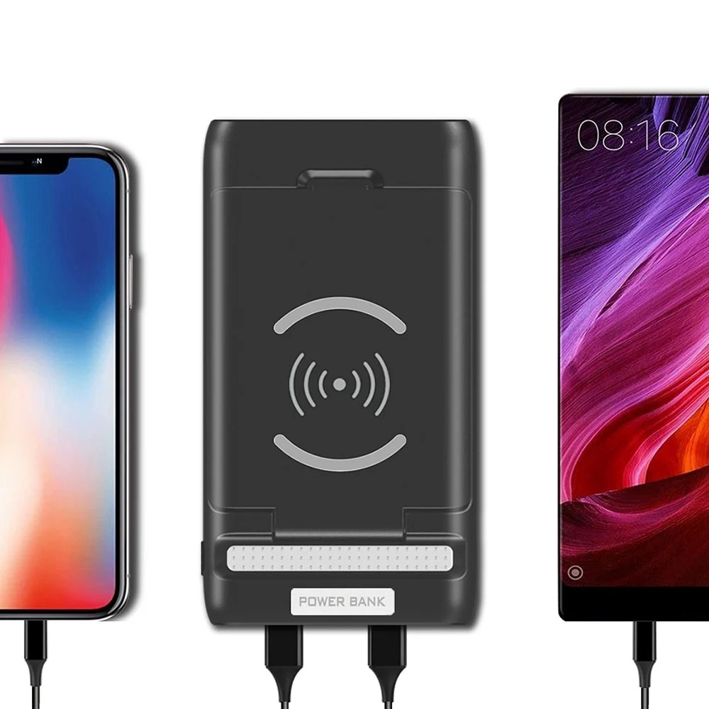 KISSCASE 3 порта 10000 мАч банк питания для мобильного телефона беспроводной USB зарядное