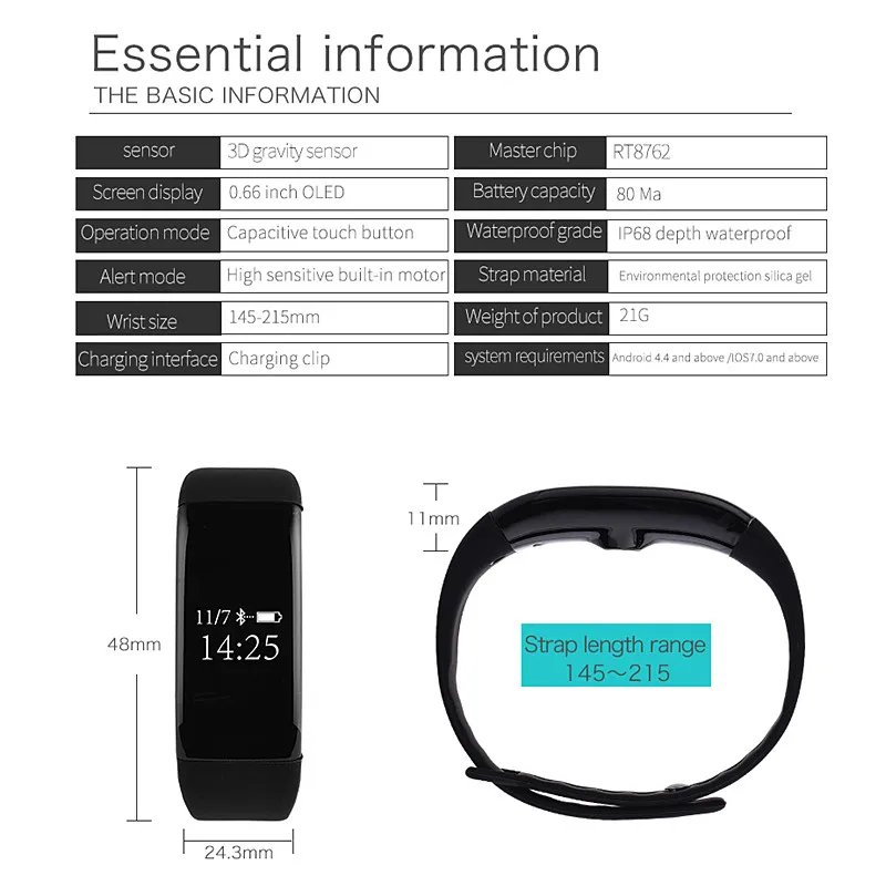 Smart Band 2018 Для мужчин смарт браслет сердечного ритма калорий IP68 Водонепроницаемый