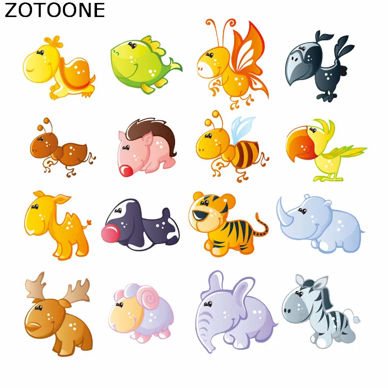 ZOTOONE милый мультфильм животных наборы для ухода за кожей Аппликация утюг на нашивки одежда Кошка Собака птица теплопередачи