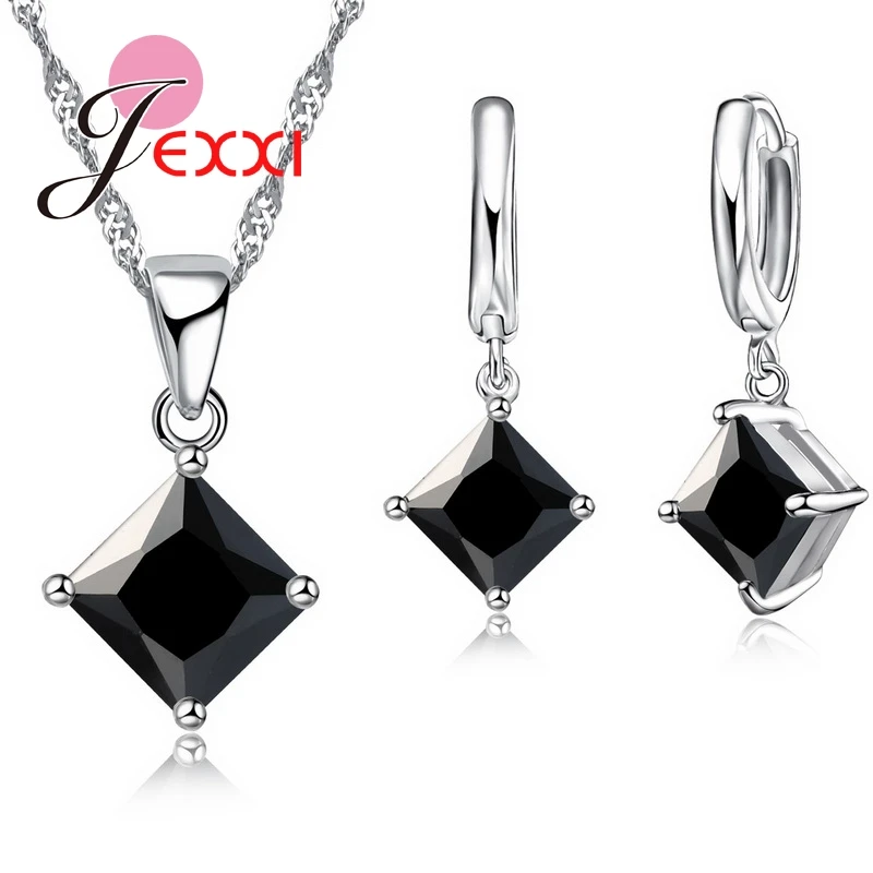 Комплект из колье и серёг серебра 925 пробы с австрийскими кристаллами|earrings