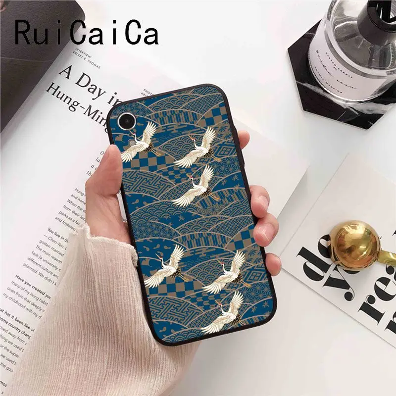 Ruicaica японский стиль аниме тисненый кран лиса Coque чехол для телефона iPhone 8 7 6 6S 6Plus 5