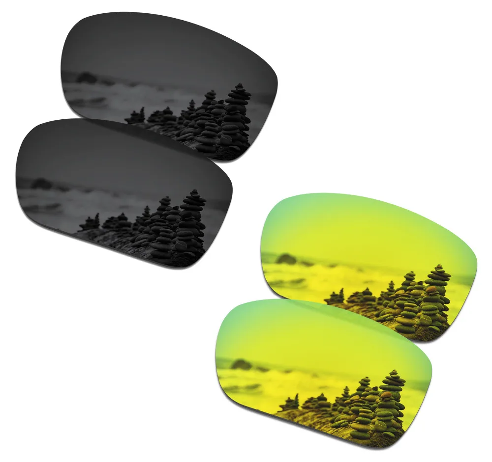 

SmartVLT 2 Pairs Polarized Sunglasses Replacement Lenses for Oakley TwoFace Stealth Black and 24K Gold