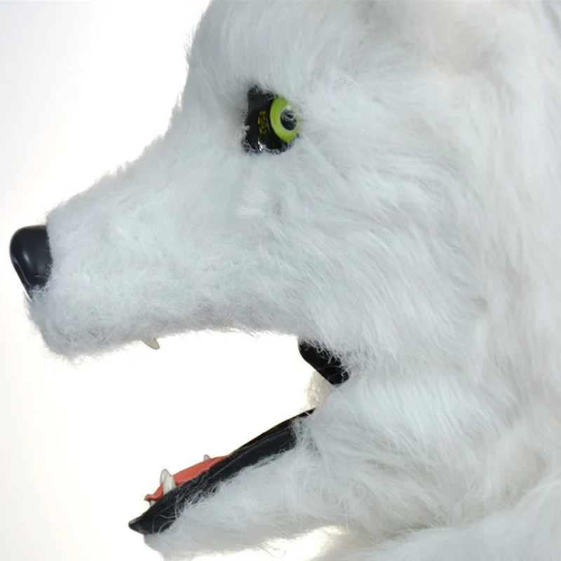 Смешная пушистая маска на рот HuiTai для Хэллоуина с изображением белой лисы