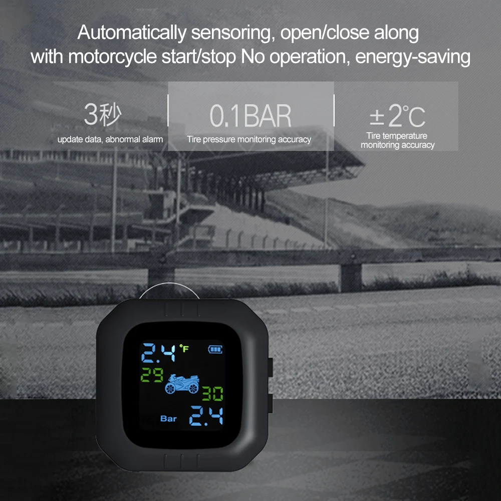 Водонепроницаемый беспроводной TPMS мотоциклетная система контроля давления в шинах 2 внешних датчика мото инструменты