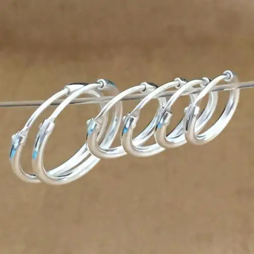 Модные женские сережки унисекс с серебряным покрытием 1 пара круглые кольца для