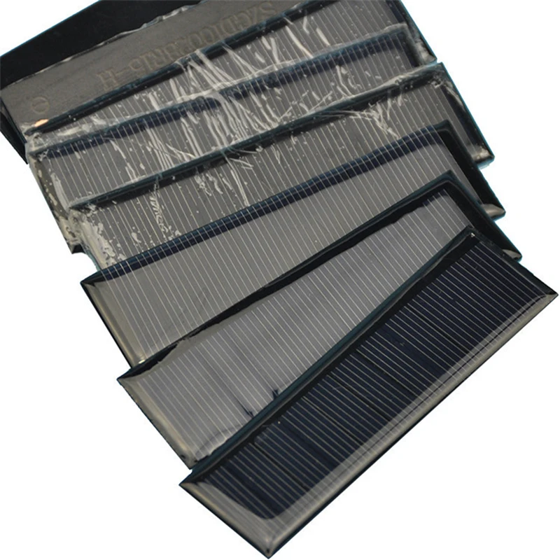 

10pcs 5.5V Epoxy Solar Panel 60mA Polysilicon Solar Cell 100*28mm Panels Module DIY Solars Charger for 3.7V Cellphone Battery