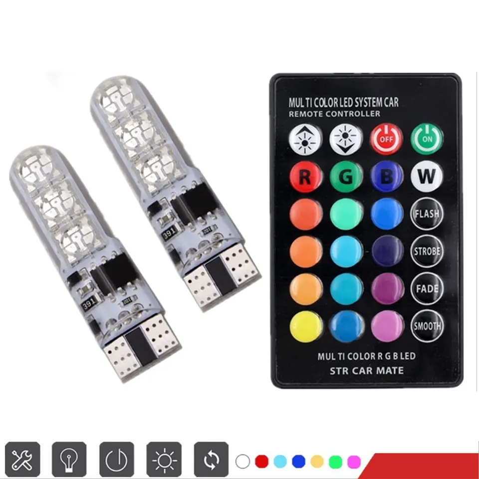 T10 RGB 5050 SMD цветной светильник силиконовый 6 194 168 W5W автомобильный для чтения