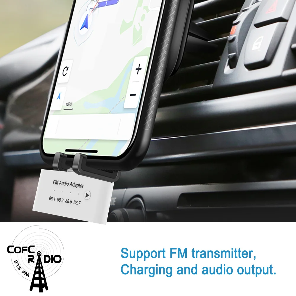 3 в 1 8 Pin для Lightning/FM аудио зарядный адаптер с 5 мм разъемом наушников Aux Plug &amp Play iPhone