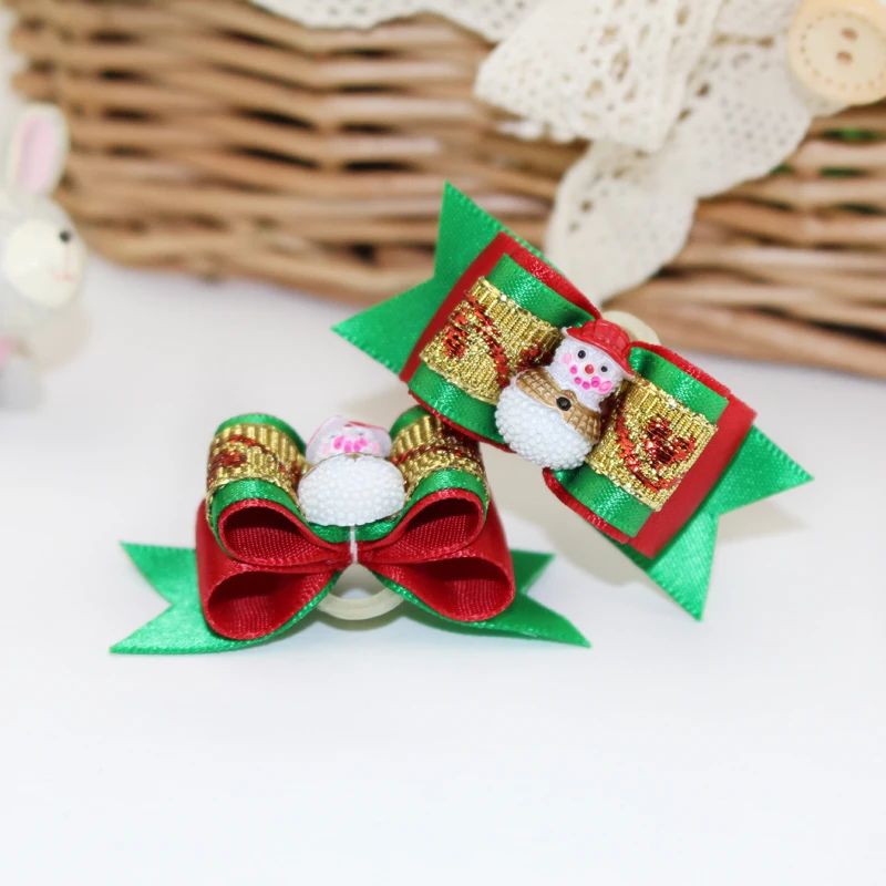 

New Santa bowknot pet dog headwear puppy hairpin pet hair accessories 20pcs