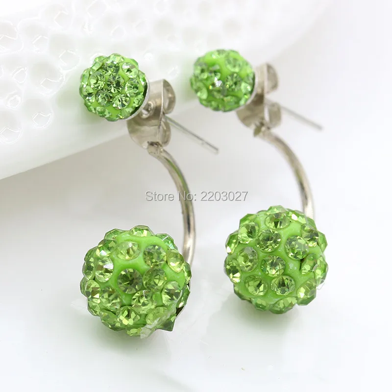 New Fashion Double Sided Crystal Ball Silver Plated Stud Earrings for Women Wedding Jewelry Gift | Украшения и аксессуары