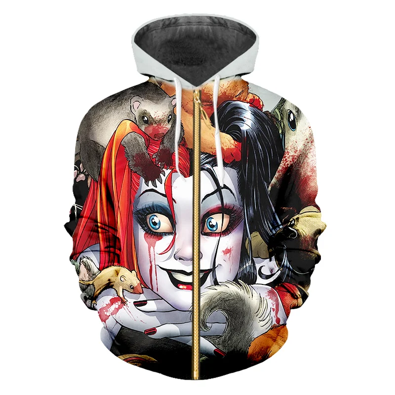 UJWI толстовки на молнии весеннее мужское новое пальто 3D принт клоунов и кошек