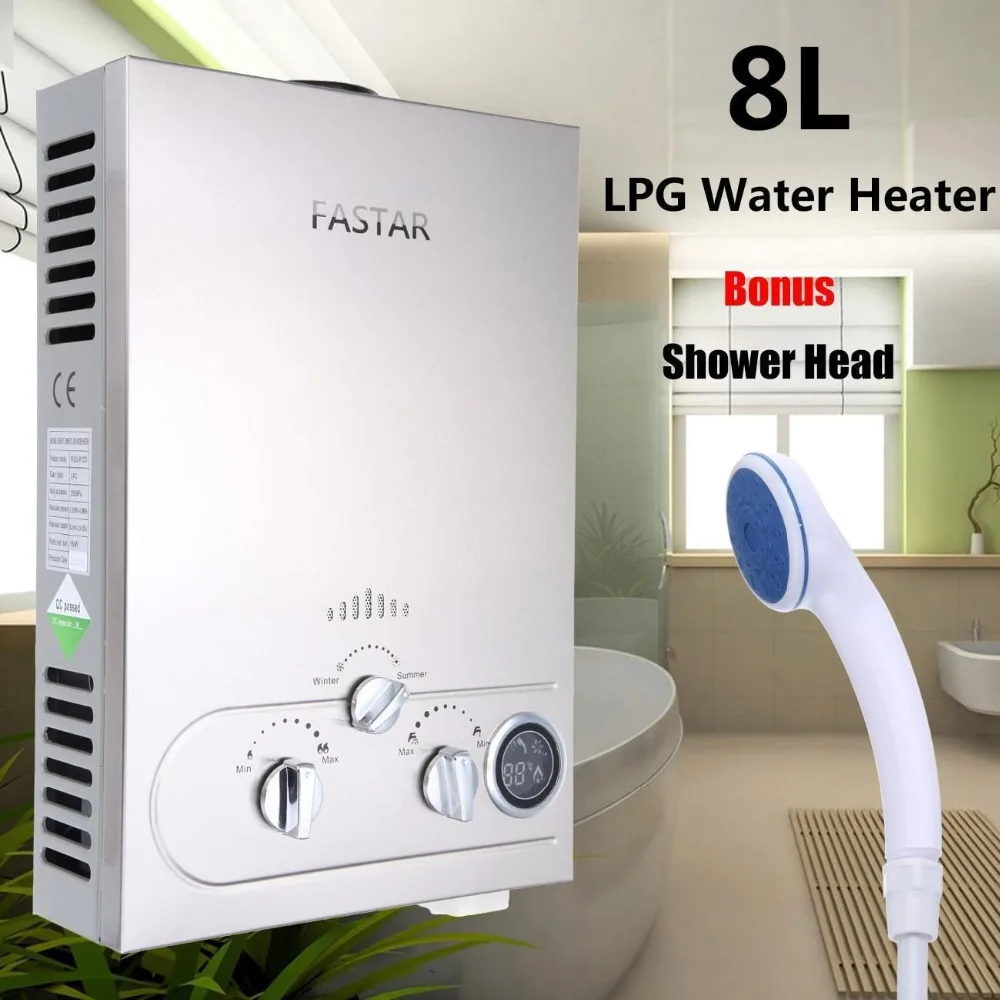 2022 New Fast Flue Type Delivery Time Limited 8 Liter Lpg Bottle Gas Propane Tankless Instant Hot Water Heater Lcd Ce Approved