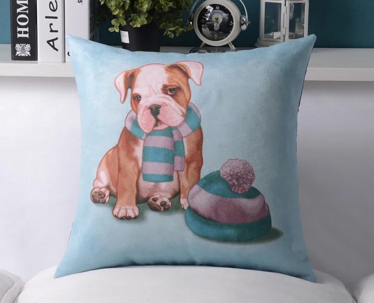 Ретро ручная роспись мультяшная собака наволочка кожаная кашемировая подушка