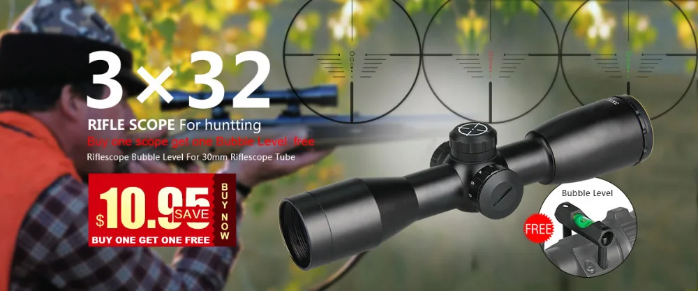 venda quente tatico militar 3x32 rifle escopo 11m 20 mm para caca tiro hs10258 lunetas riflescopes 05