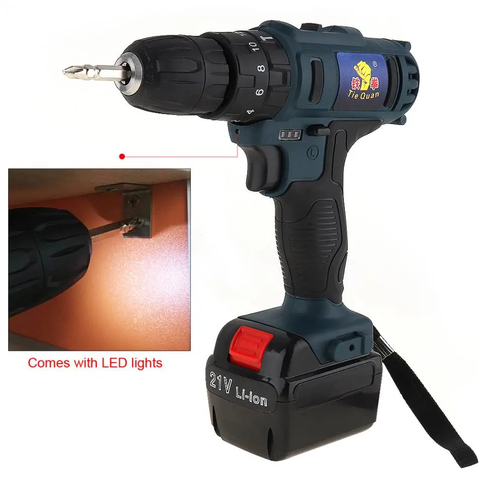 

Electric Drill 110-220V Cordless 21V Electric Screwdriver with Lithium Battery for Handling Screws / Punching