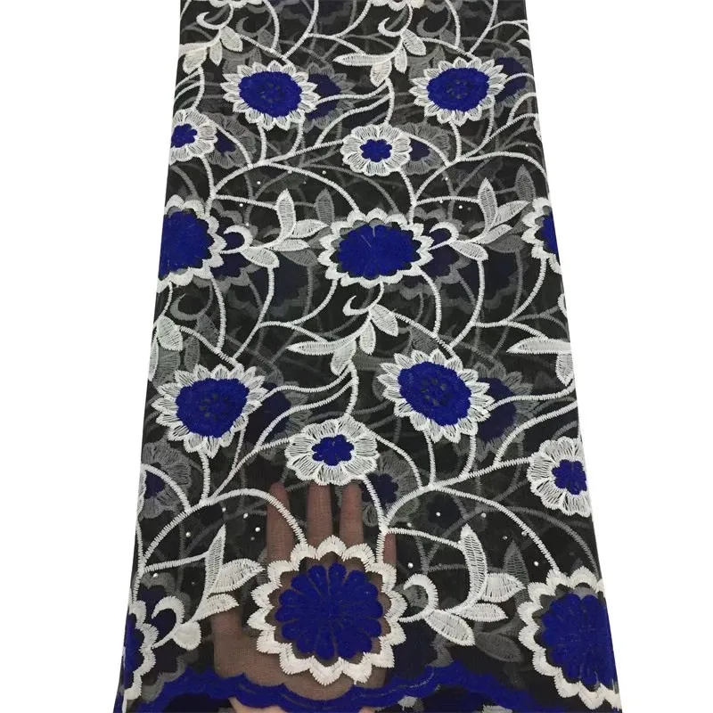 Недорогая африканская фиолетовая кружевная ткань с камнями швейный материал