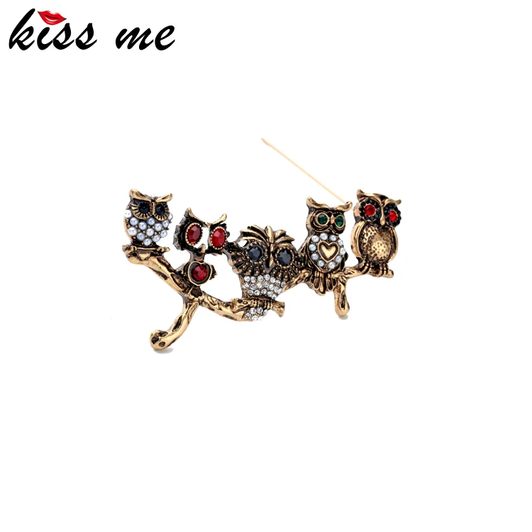 KISS ME антикварная брошь в виде совы золотого цвета Новое поступление Винтажные