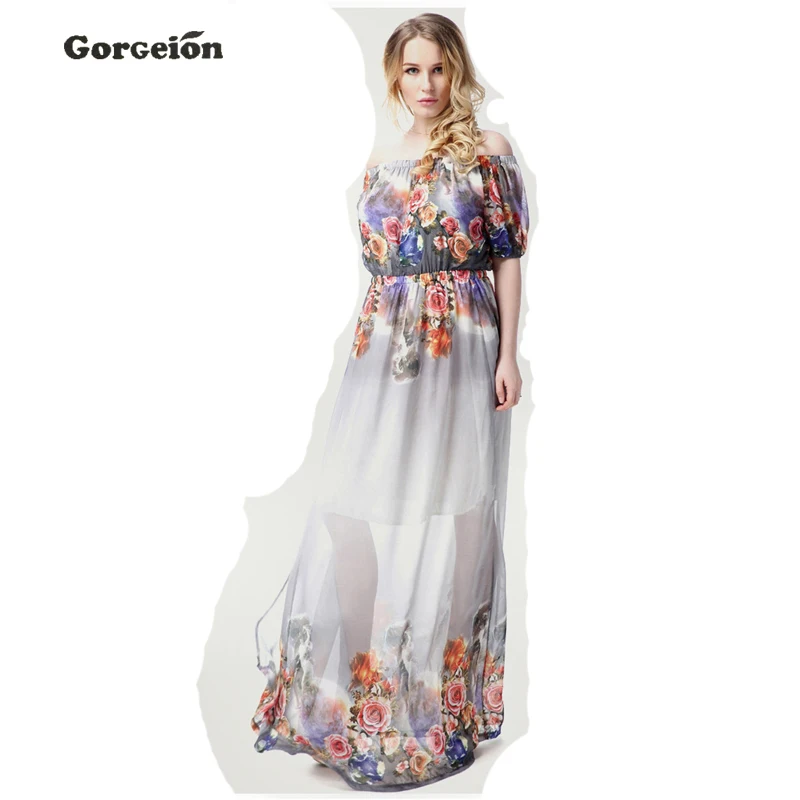 Gorgeion 7XL Плюс Размер Женской Одежды Элегантный Длинные Партия Dress макси Женщины
