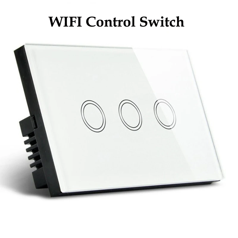 ASEER стандарт США 3 банда wifi переключатель 2,4 ГГц, панель из закаленного стекла, AC 110-240 В, совместимый с Alexa и Google Assistant Switch - Цвет: White WIFI Switch