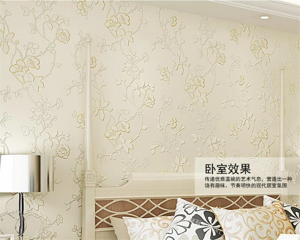 

Beibehang 3 d embossed wall paper contracted rural sweet romantic marriage room 3 d sitting room bedroom wallpaper for walls 3 d