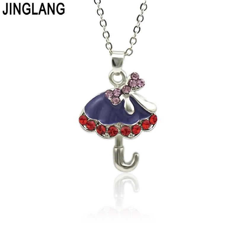 JINGLANG Fashion Elegant Shiny The Umbrella Jewelry Set for Women Girl Korean Simple Temperament Necklace Earrings | Украшения и