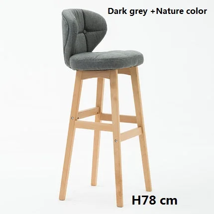 H78 cm dark grey Скандинавский барный стул из массива дерева современный минималистичный креативный барный стул передняя спинка высокий барный стул для дома, бара - Цвет: H78 cm dark grey