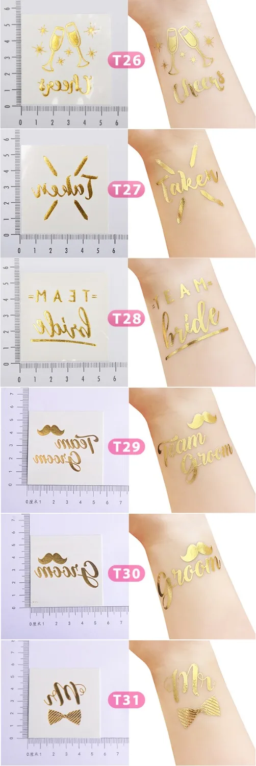 25 шт. командные золотые металлические временные фольгированные татуировки для