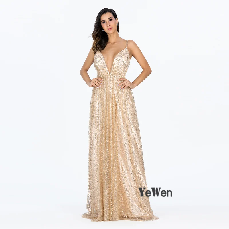2020 Сексуальные вечерние платья с глубоким v образным вырезом и открытой спиной