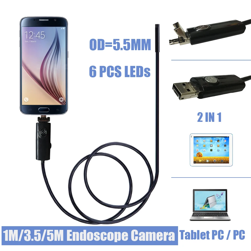 USB эндоскоп с камерой 5 мм 6 светодиодов IP67|tube camera|endoscope camerausb endoscope camera |