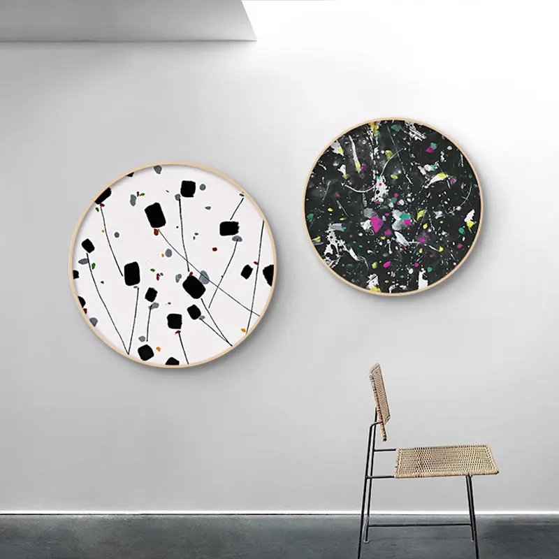 Черный и белый круг холст картина простой стиль постер печать мода домашний