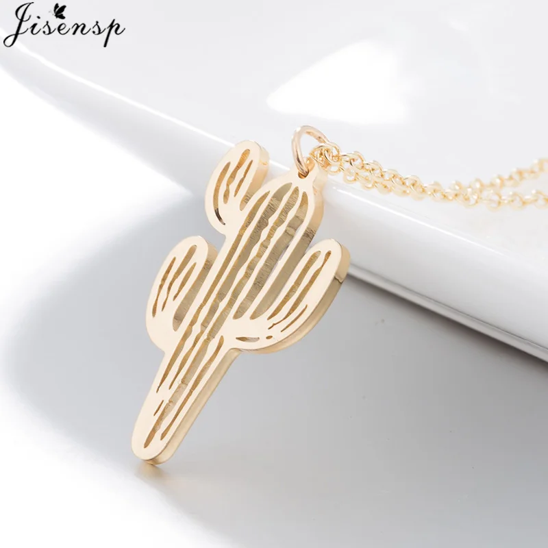 Jisensp Fashion Cactus Necklaces Pendants for Women Natural Plant Jewelry Chain Choker Necklace Mother Birthday Gifts Bijoux | Украшения и