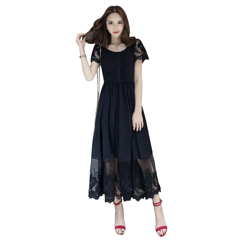 Летнее женское красивое длинное шифоновое платье с вырезами элегантное вечернее