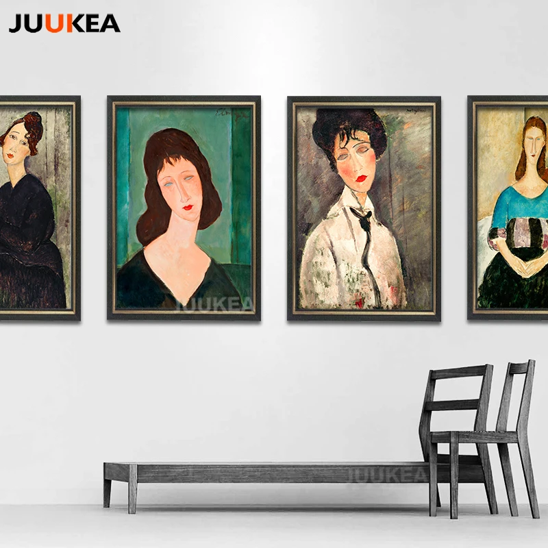 Классический женский портрет от Amedeo Modigliani холст печать живопись плакат над