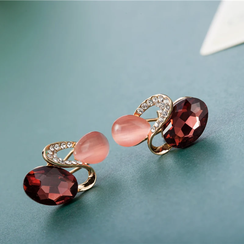 2017 женские модные стеклянные цветные серьги со стразами Роскошные Синие/красные