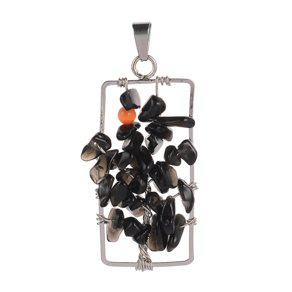 Прямоугольная подвеска ручной работы с изображением дерева жизни гравий