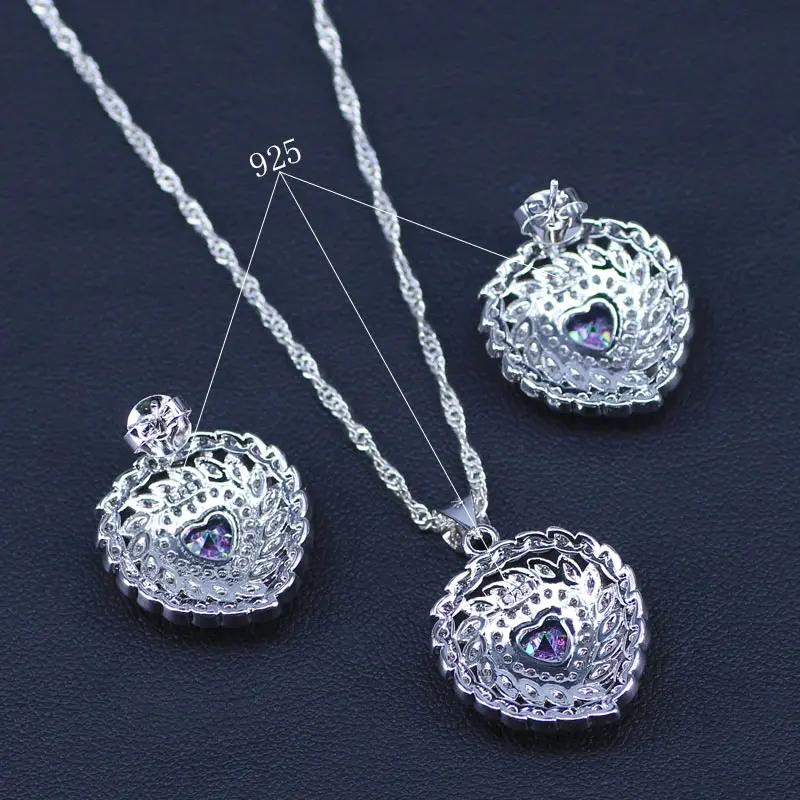 Женский ювелирный комплект из колье сердца и кольца|bridal jewelry|zirconia jewelryjewelry set 925 |