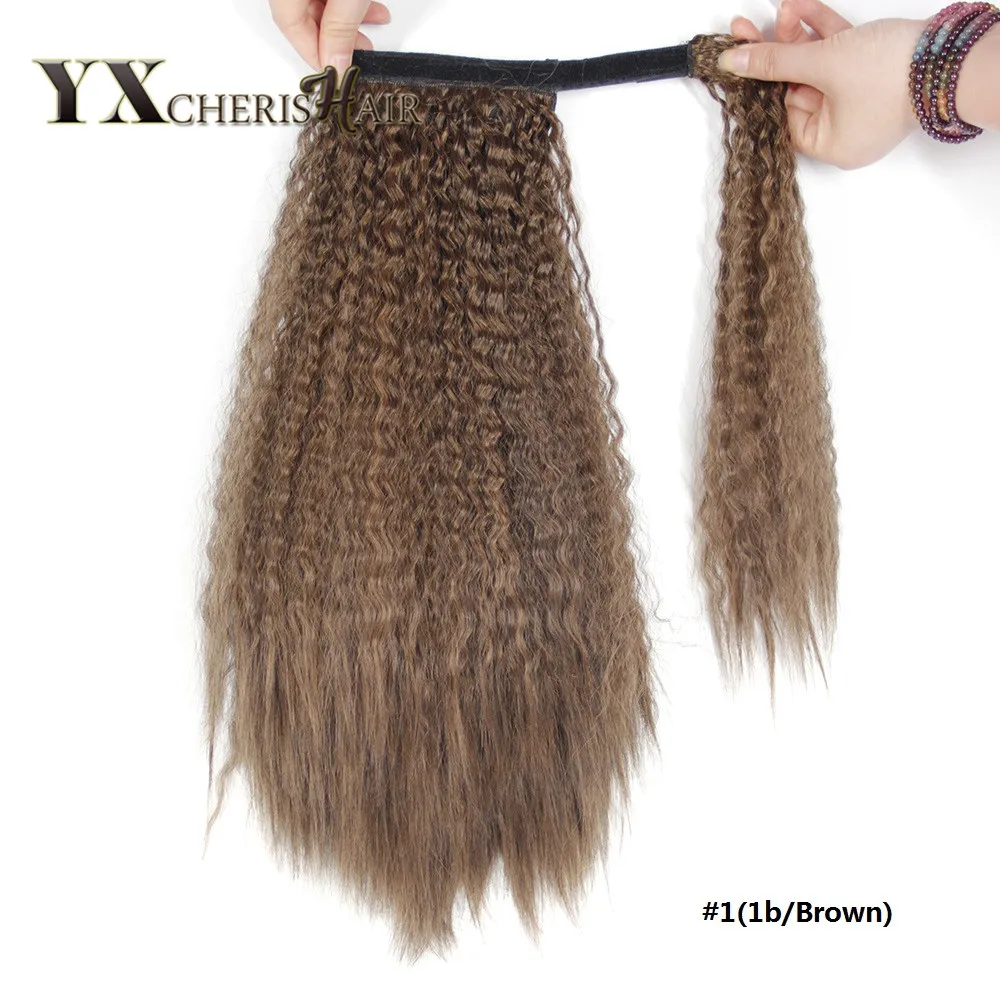 YXCHERISHAIR 1" 150 г чёрный; коричневый хвостики длинные странный прямо Обёрточная бумага вокруг синтетической магические хвостики парики расширения